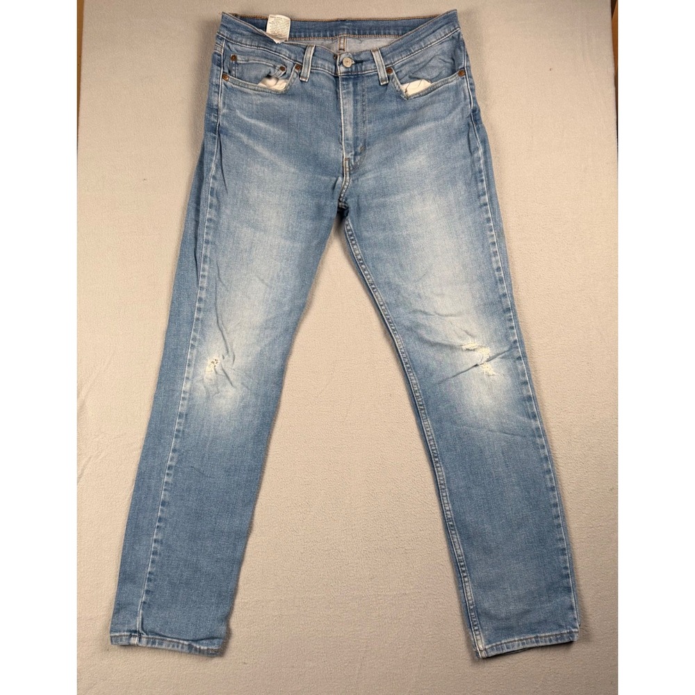 Levis 511 Slim Fit Jeans Mens 34x32 Light Wash Distressed Blue Denim 04511-3920